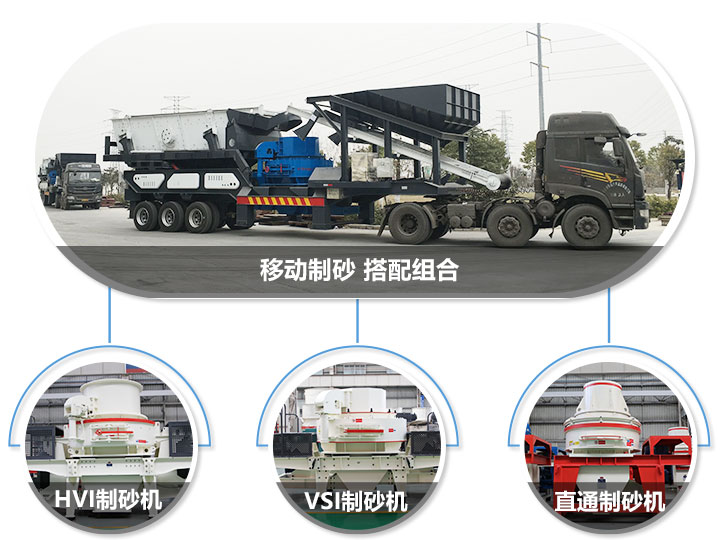 移動(dòng)破碎站可搭配的制砂機(jī)，HVI制砂機(jī)，VSI制砂機(jī)，直通沖擊式制砂機(jī)